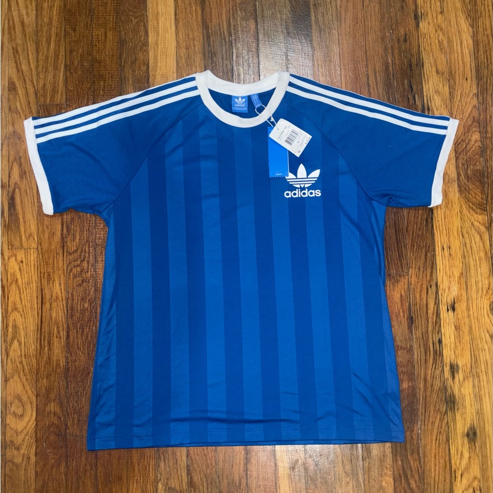 New Adidas Blue Striped T-Shirt Sz:XL